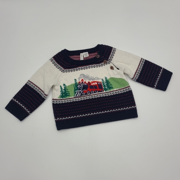 Janie and Jack Other - Janie and Jack baby boy Fair Isle holiday train sweater size 0-3 months